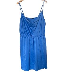 Nasty Gal blue spaghetti strap dress elastic high waist draped neck link 16
